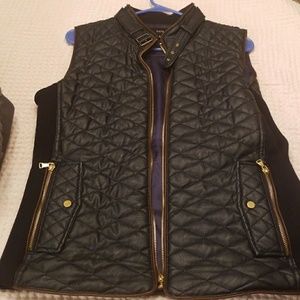 Navy blue vegan leather quilted vest
